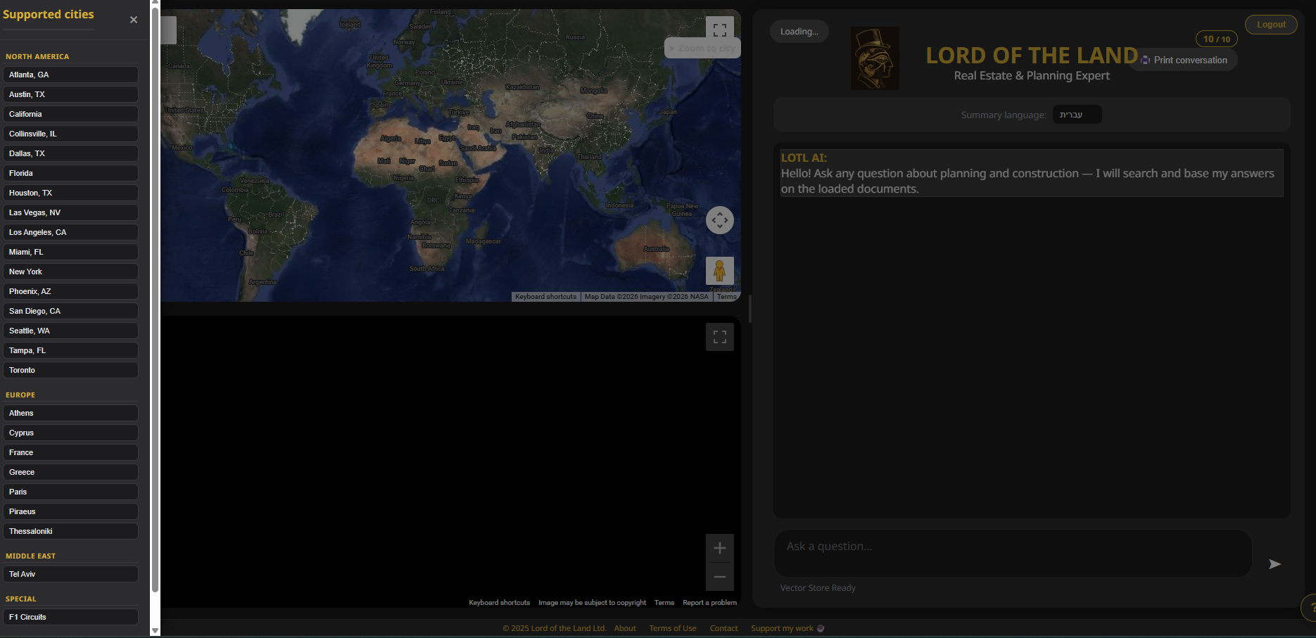 Global coverage — world map with supported cities